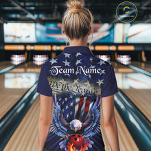 Load image into Gallery viewer, Customized Eagle Bowling Shirt Patriotic Polo Bowling Jersey For Women US Bowling | Blue IPHW7110