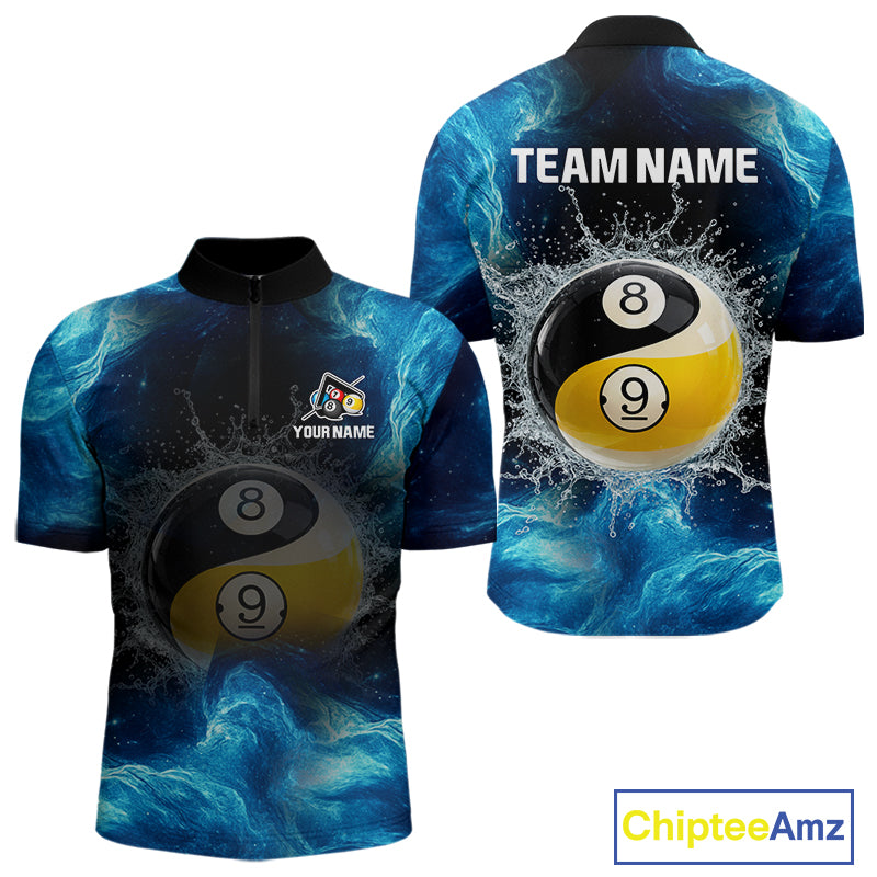 Two views of a sports jersey with pool ball design and 'Chiptee Amz' branding.