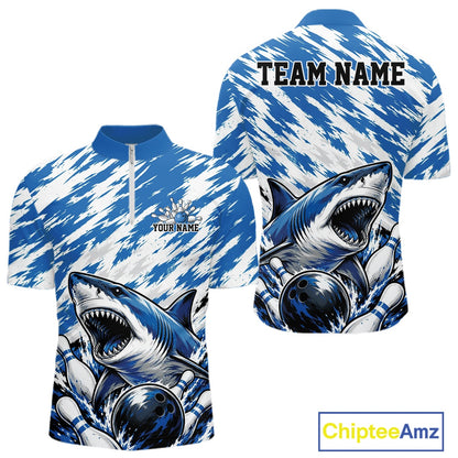 Shirt with shark design and customizable text on a white background