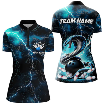 Blue Thunder Lightning Custom Cobra Snake Ladies Bowling Shirts, Bowling Team Shirt IPHW7423