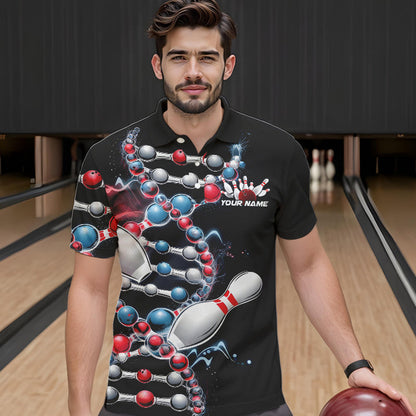 Bowling Is In My Dna Custom Bowling Polo Shirts For Men, Bowling Team Bowling League Shirt IPHW8372