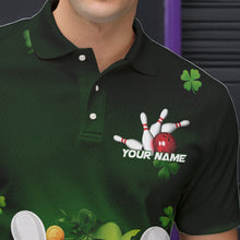 Load image into Gallery viewer, Custom Green St Patrick'S Day Bowling Polo Shirts For Men, Saint Patrick Team Bowling Outfits IPHW8374