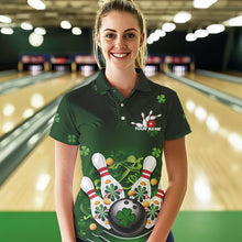 Load image into Gallery viewer, Custom Green St Patrick'S Day Bowling Polo Shirts For Women, Team Bowling Outfits IPHW8374
