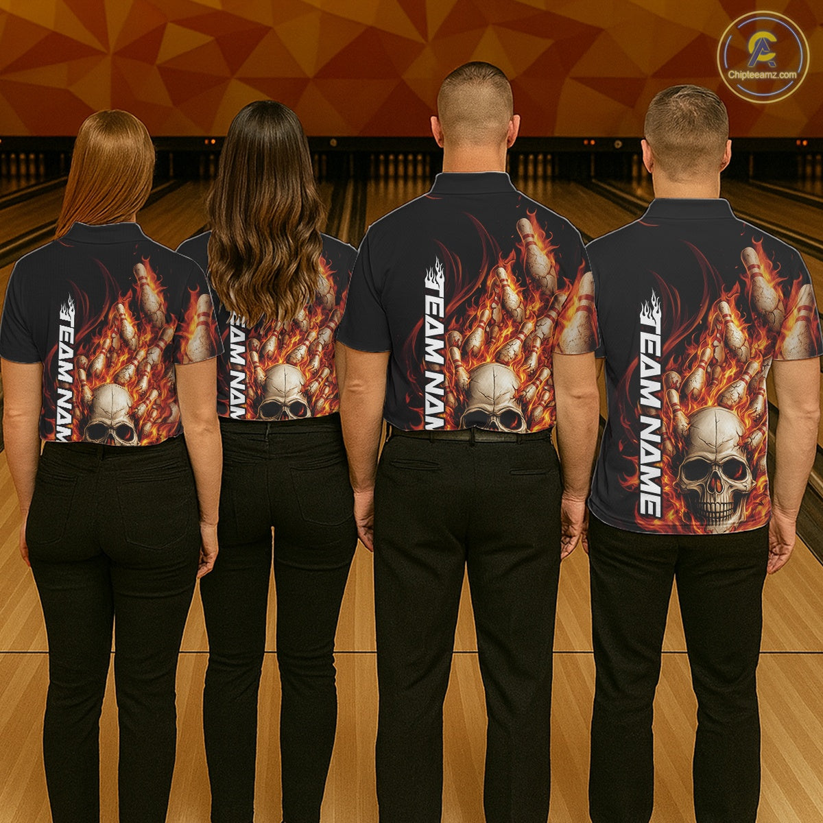 Custom Multi Styles Flame Skull Halloween Bowling Team Shirts, Fire Bowling Tournament Shirt Bowling Jerseys IPHW10438