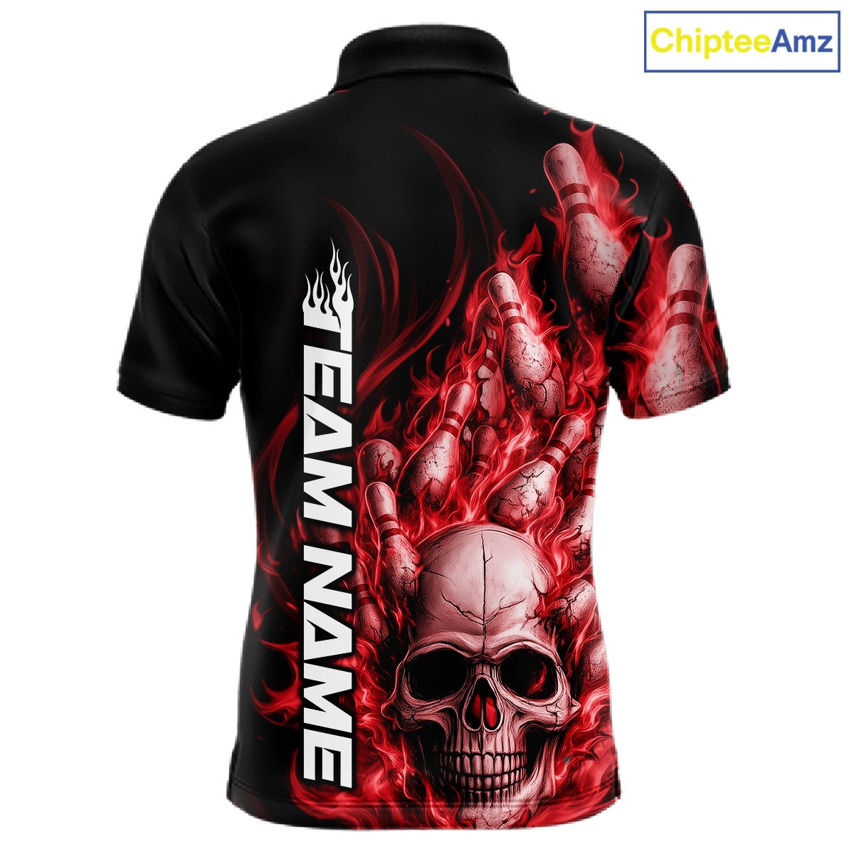 Custom Multi Styles Red Flame Skull Halloween Bowling Team Shirts, Bowling Tournament Shirt Bowling Jersey IPHW10439