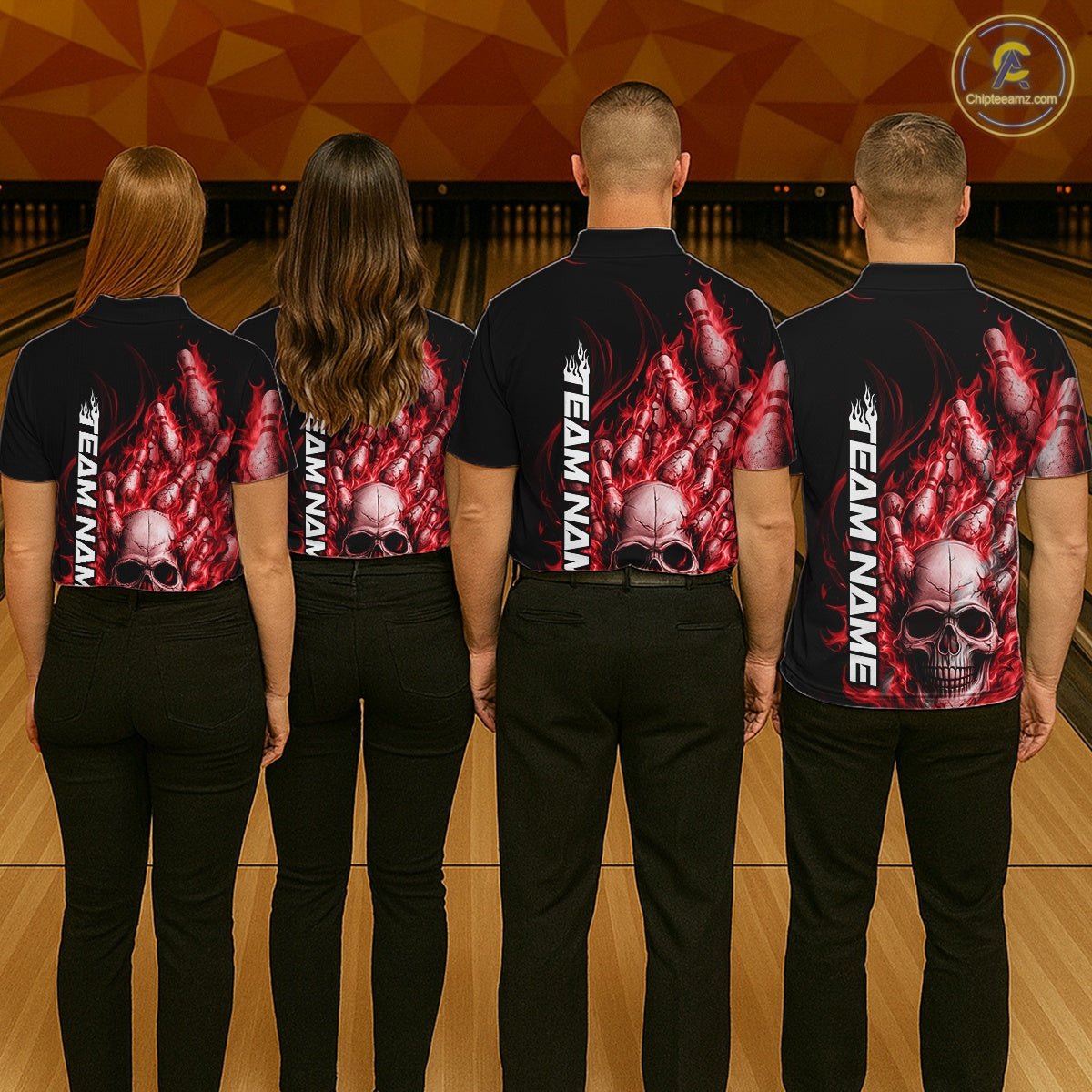 Custom Multi Styles Red Flame Skull Halloween Bowling Team Shirts, Bowling Tournament Shirt Bowling Jersey IPHW10439