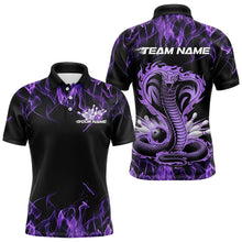 Load image into Gallery viewer, Custom Black And Purple Flame Cobra Snake Bowling Polo Shirts For Men, Bowling Team Uniform IPHW8569