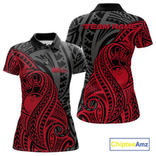 Load image into Gallery viewer, Custom Black And Red Maori Style Koru Spiral Tribal Women Bowling Polo Team Shirt IPHW10950