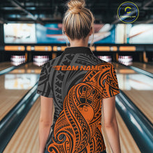 Load image into Gallery viewer, Custom Black And Orange Maori Style Koru Spiral Tribal Women Bowling Polo Team Shirt IPHW10954