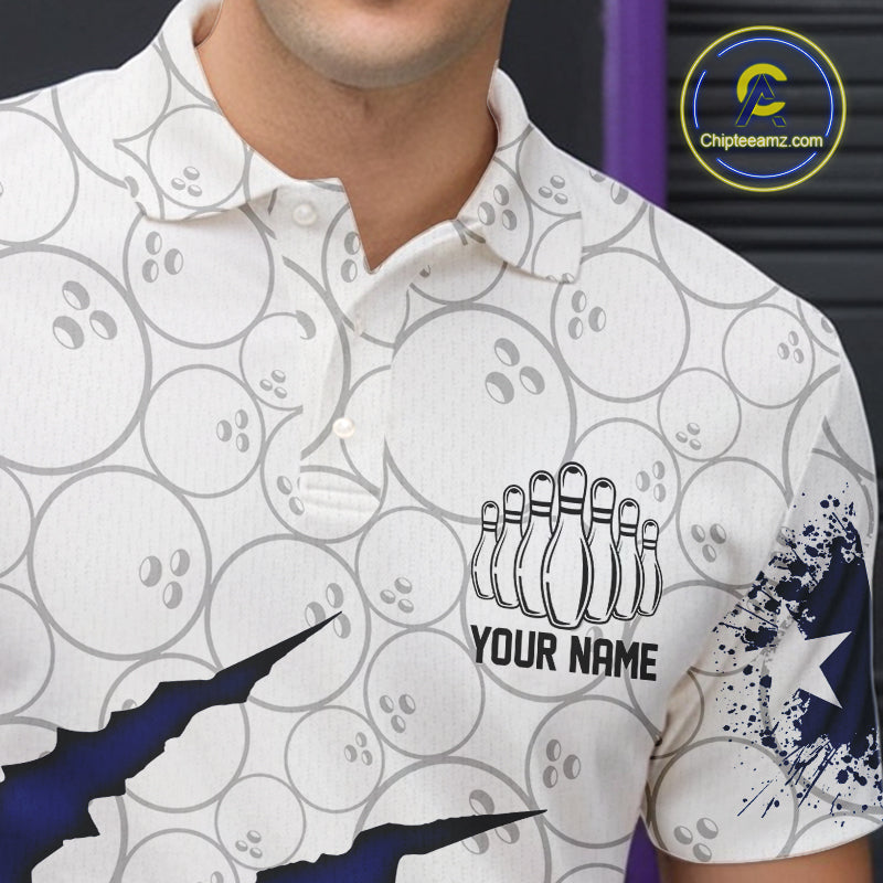 Custom Texas Flag Bowling Team Polo Shirts For Men, Texas Bowling League Shirt IPHW9834