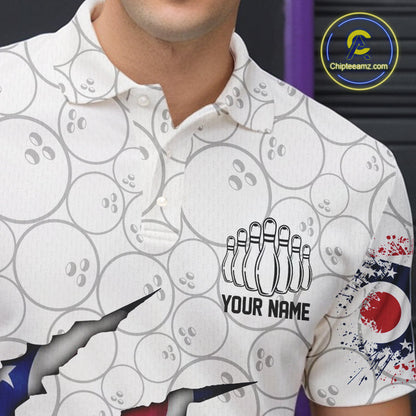 Custom Ohio Flag Bowling Team Polo Shirts For Men, Ohio Bowling League Shirt IPHW9835