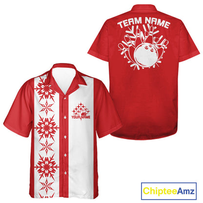 Custom Retro 50S Christmas Bowling Button Up Shirts, Vintage Xmas Bowling Shirt IPHW10106