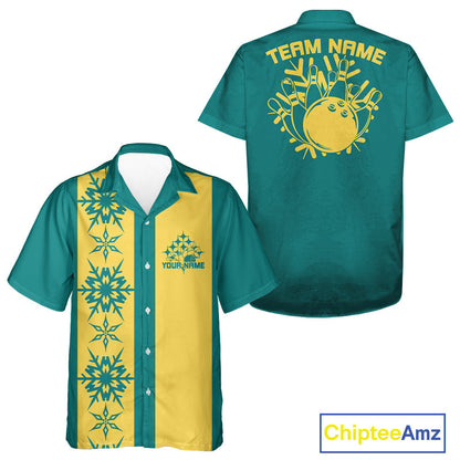Custom Retro 50S Christmas Bowling Button Up Shirts, Vintage Xmas Bowling Shirt IPHW10106