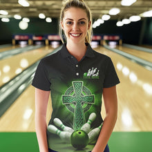 Load image into Gallery viewer, Custom Celtic Cross Faith Bowling Polo Team Shirts For Women, Bowlers Outfits IPHW8577