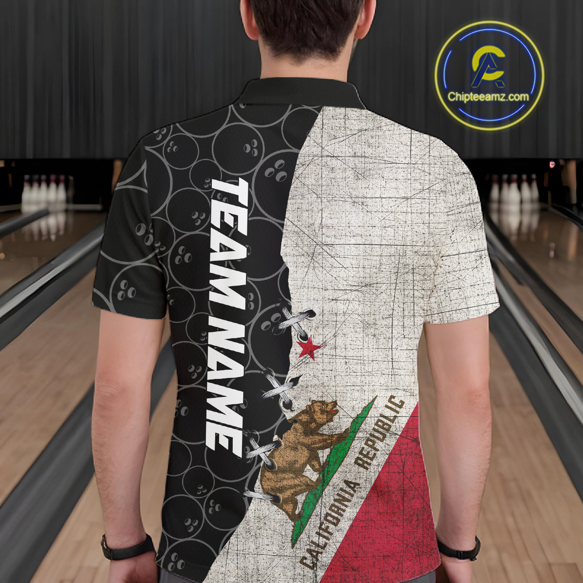 California Flag Custom Bowling Team Shirts For Men, Patriotic Bowling League Shirt IPHW10721