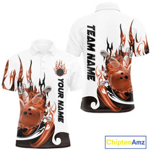 Load image into Gallery viewer, Custom Orange Flame Bowling Team Jerseys, Bowling League Polo Shirt For Men IPHW10729