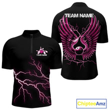 Load image into Gallery viewer, Custom Pink Lightning Bowling Ball With Wings Bowling Men Team Shirt, Bowling Jerseys IPHW10731