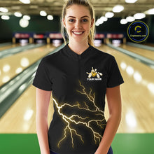 Load image into Gallery viewer, Custom Yellow Lightning Bowling Ball With Wings Bowling Women Team Shirt, Bowling Jersey IPHW10732