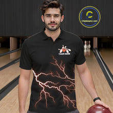Load image into Gallery viewer, Custom Orange Lightning Bowling Ball With Wings Bowling Men Team Shirt, Bowling Jerseys IPHW10733