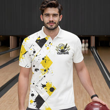 Load image into Gallery viewer, Yellow Argyle Pattern Custom Funny Bowling And Beer Team Polo Shirts For Men IPHW8889
