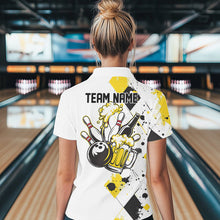 Load image into Gallery viewer, Yellow Argyle Pattern Custom Funny Bowling And Beer Team Polo Shirts For Women IPHW8889