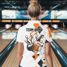 Load image into Gallery viewer, Orange Argyle Pattern Custom Funny Bowling And Beer Team Polo Shirts For Women IPHW8890