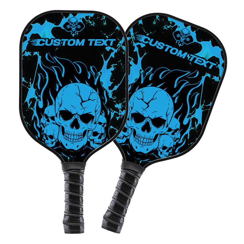 Black And Blue Flame Skull Custom Pickleball Paddle, Halloween Pickleball Paddles Gifts IPHW7466