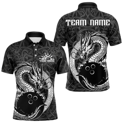 Custom Viking Dragon Bowling Polo Team Shirts For Men, Celtic Bowling Shirt IPHW8584