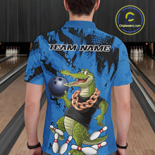 Load image into Gallery viewer, Blue Custom Funny Alligator Bowling Men Polo Shirt, Bowling Team Jerseys Bowler Outfit IPHW10773