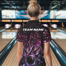 Load image into Gallery viewer, Custom Pink And Purple Splatter Music Flame Bowling Women Polo Shirt, Music Bowling Jerseys IPHW11006