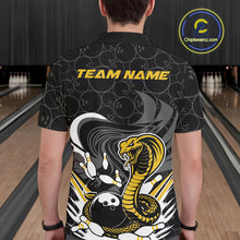 Load image into Gallery viewer, Custom Black And Yellow Cobra Snake Bowling Polo Shirts For Men, Cobra Bowling Team Shirt IPHW9699