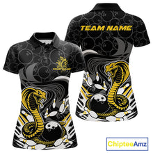 Load image into Gallery viewer, Custom Black And Yellow Cobra Snake Bowling Women Polo Shirts, Cobra Bowling Team Shirt IPHW9699