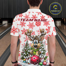 Load image into Gallery viewer, Custom Cute Funny Reindeer Christmas Bowling Men Polo Shirts, Xmas Team Bowling Shirt IPHW10113
