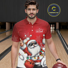 Load image into Gallery viewer, Custom Funny Santa Claus Christmas Bowling Men Polo Shirts, Xmas Team Bowling Outfit IPHW10116