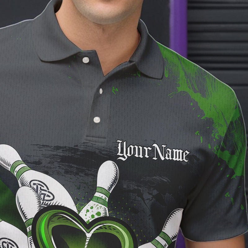 Custom Celtic Shamprock St Patricks Bowling Polo Team Shirts For Men, Lucky Bowling Jerseys IPHW8590
