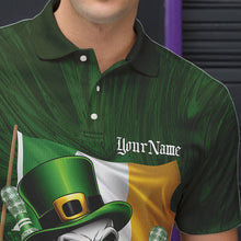 Load image into Gallery viewer, Custom Irish Flag St Patricks Day Bowling Polo Team Shirts For Men, Skull Leprechaun Bowling IPHW8594