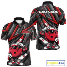 Load image into Gallery viewer, Black And Red Funny Custom Bowling Jerseys, Cool Bowling Polo Shirts For Men IPHW9361