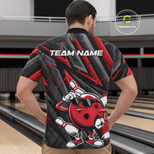 Load image into Gallery viewer, Black And Red Funny Custom Bowling Jerseys, Cool Bowling Quarter-Zip Shirts For Men IPHW9361