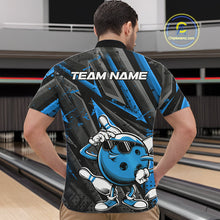 Load image into Gallery viewer, Black And Blue Funny Custom Bowling Jerseys, Cool Bowling Quarter-Zip Shirts For Men IPHW9362