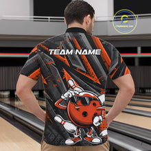 Load image into Gallery viewer, Black And Orange Funny Custom Bowling Jerseys, Cool Bowling Quarter-Zip Shirts For Men IPHW9363