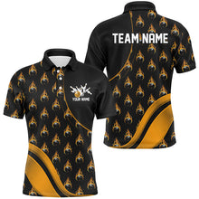 Load image into Gallery viewer, Custom Gold Flame Bowling Shirts For Men, Personalized Team Bowling Shirts IPHW6960