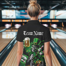 Load image into Gallery viewer, Custom Funny St Patricks Day Leprechaun Skull With Beer Bowling Team Polo Shirt Team Outfit IPHW8603