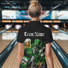 Load image into Gallery viewer, Custom Funny St Patricks Day Leprechaun Skull With Beer Bowling Team Quarter-Zip Shirts IPHW8603