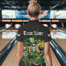 Load image into Gallery viewer, Custom Funny St Patricks Day Leprechaun Skull Bowling Team Polo Shirts, Tournament Outfits IPHW8605