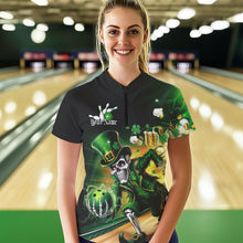 Load image into Gallery viewer, Custom Funny St Patricks Day Leprechaun Skull With Beer Bowling Team Quarter-Zip Shirts IPHW8606