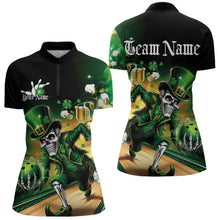 Load image into Gallery viewer, Custom Funny St Patricks Day Leprechaun Skull With Beer Bowling Team Quarter-Zip Shirts IPHW8606