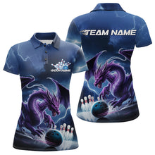 Load image into Gallery viewer, Custom Blue Thunder Lightning Purple Dragon Bowling Team Women Polo Shirts, Bowlers Outfit IPHW8915