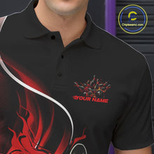 Load image into Gallery viewer, Custom Red Flame Bowling Men Jerseys, Bowling Team League Shirt Bowlers Jerseys IPHW11295