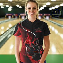 Load image into Gallery viewer, Custom Red Flame Bowling Women Jerseys, Bowling Team League Shirt Bowlers Jerseys IPHW11295