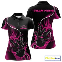 Load image into Gallery viewer, Custom Pink Flame Bowling Women Jerseys, Bowling Team League Shirt Bowlers Jerseys IPHW11298